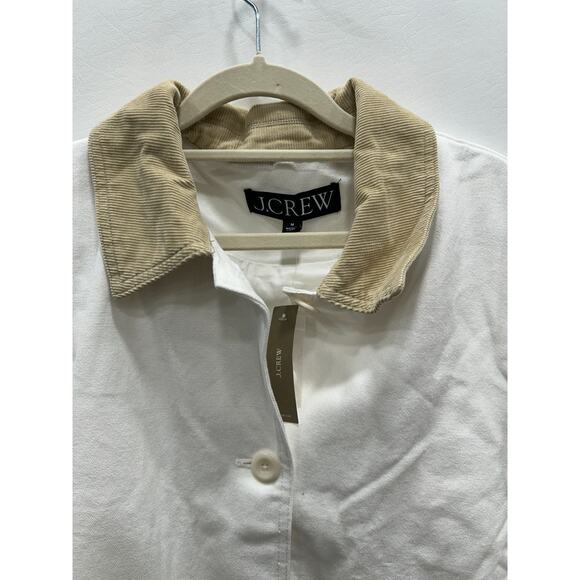NWT J.Crew Womens Barn Chore Jacket Canvas Button-Up Patch Pocket Ivory Size M - Picture 2 of 9